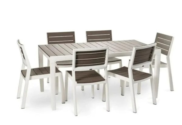 KETER HARMONY OUTDOOR DINING TABLE SET WHITE CAPPUCCINO
